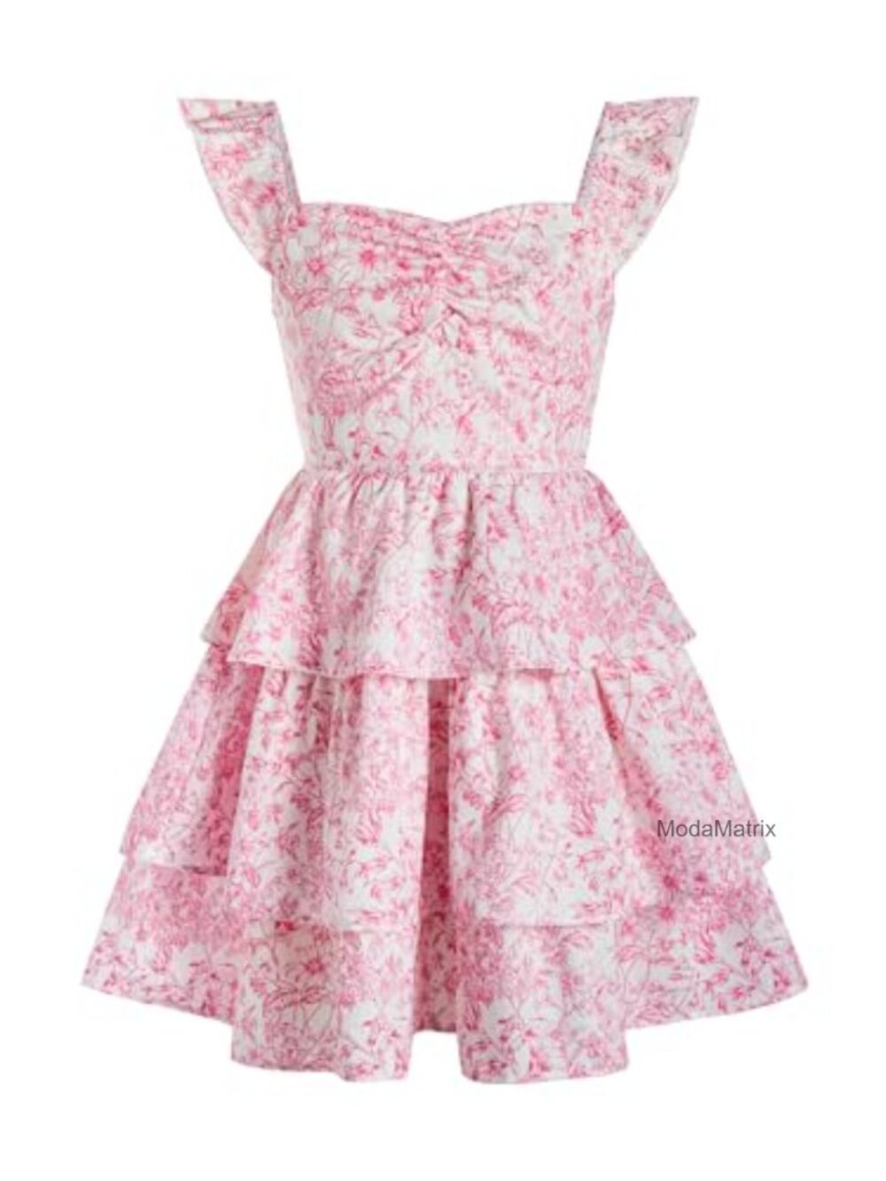 Girls Floral Summer Dress Ruffle High Waist Sweetheart Neck A-Line